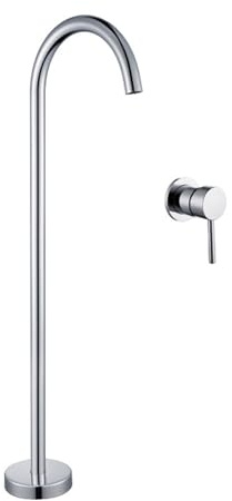 Badewannenarmatur Unterputz Chrom Bodenstehend Wasserhahn für Freistehende Badewanne Schwanenhals Badezimmer Armatur aus Messing,Verchromt