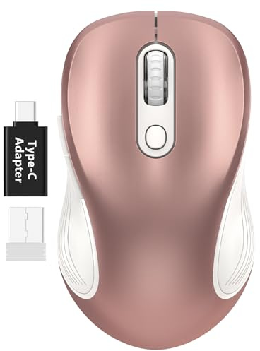 SABLUTE M01 Maus Kabellos, 6Leise Tasten, 3DPI, Links/Rechtshänder-Roségold | 800/1200/1600 Einstellbare DPI, Niedriger Stromverbrauch, Lange Standby Zeit, 2,4 GHz Funkmaus für Laptop/PC/Mac/Linux
