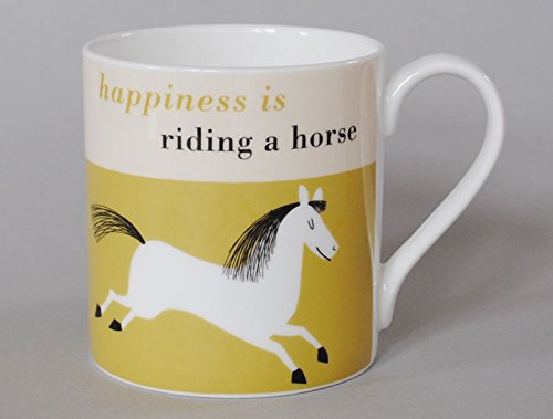 Happiness is Riding a Horse Large Bone China Mug decorated in Stoke on Trent, England (Olive)