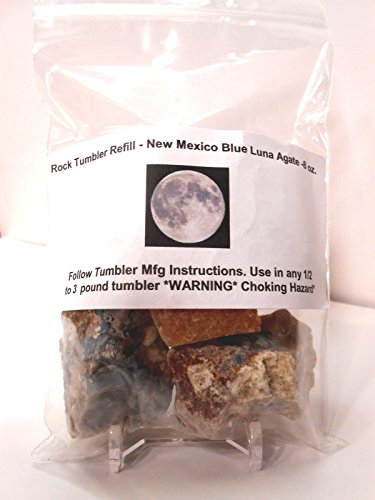 Rockhound's First Choice Blue Luna Agate Rough Refill Kit, 8oz, New Mexico, Banded Chalcedony, 2-4 Large Pieces, 8 Ounce (Pack of 1), Geometric, Tumbling and Polishing Stones in a Rock Tumbler Machine