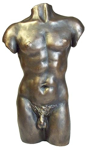 Skulptur Statue Figur, männlicher Torso, Kaltguss-Bronze