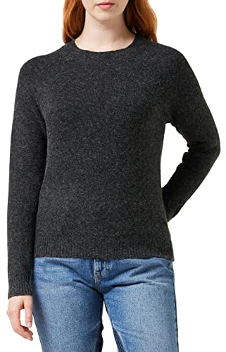 VERO MODA Damen VMDOFFY LS O-Neck Blouse GA NOOS 10201022, Black/Melange, M