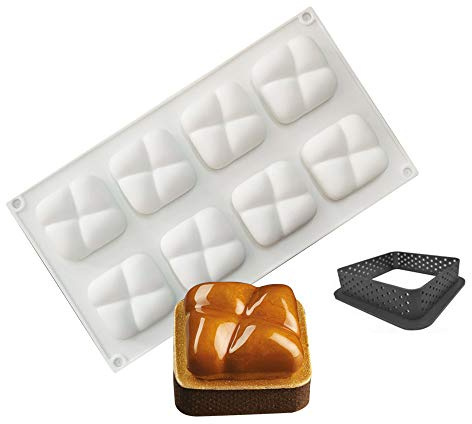 moule silicone dessert, moules En Silicone pour Glace Chocolat Pâtisserie Dessert, Outil croustillant carré en Plastique, 8 Trous Forme de pierre