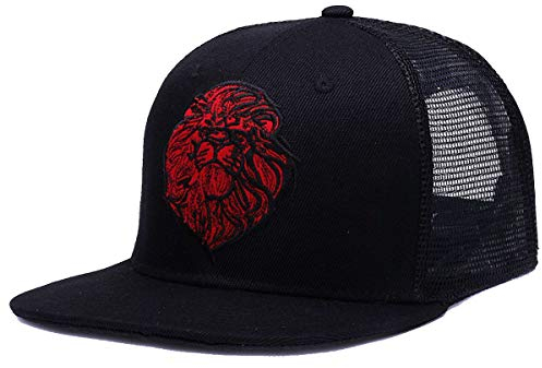 Sporty Lion Urban Snapback Mesh Cap Herren Damen Trucker Baseball (Scnwarz)