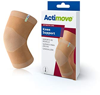 Actimove Arthritis Care - Rodillera con tela que retiene el calor, control del dolor sin medicamentos para artritis, aumenta la circulación sanguínea, uso izquierdo/derecho, beige, XL