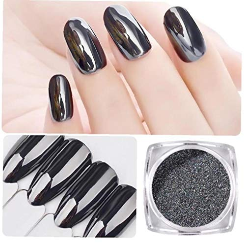 1g magische Spiegel-Schwarz-Nagel-Funkeln-Puder-Nagel-Kunst-Chrom-Pigment Staub Maniküre Diy Nagel-Dekoration