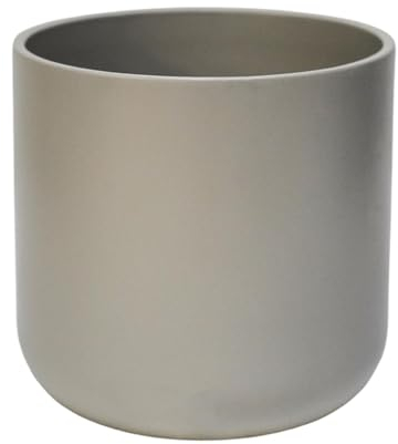 Ivyline Round Light Grey Lisbon Planter - Waterproof & Durable - Contemporary Premium Glazed Decorative Indoor Ceramic Flower Pot - H26cm x D26cm