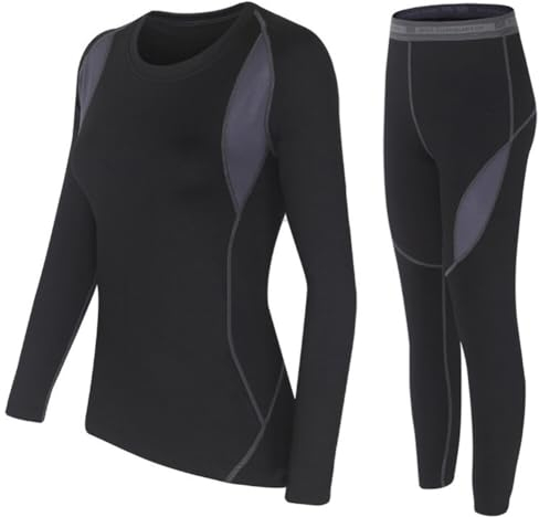 SAGUARO Thermounterwäsche Skiunterwäsche Damen Funktionsunterwäsche Warme Ski Unterwäsche Frauen Winter Thermal Underwear Women Schwarz,Gr.38