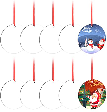 Valyria Sublimations-Rohlinge, MDF, personalisierter Sublimationsanhänger, blanko, Bulk 2020, Weihnachtsschmuck, Scheiben, Zubehör für DIY-Weihnachtsbaum-Dekoration, 10 Stück