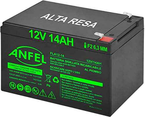 Batteria Lead Acid AGM 12V 14Ah al Piombo Ricaricabile Pila Batteria Ermetica Batterie di Ricambio per Bici Scooter Trattorino Tosaerba Carrelli Golf Cars Carrozzina Tagliaerba