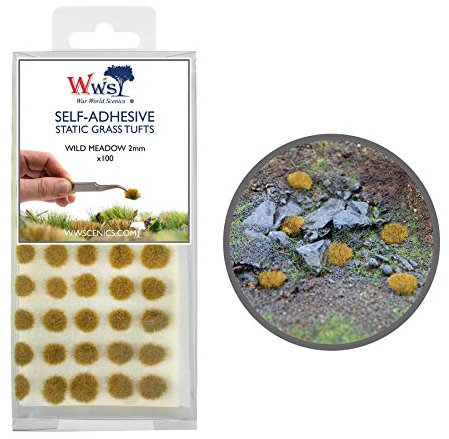 War World Scenics 2mm Wildwiese Selbstklebende Statische Grasbüschel x 100 - Modellbau Modellbahn Landschaftsbau Diorama Miniatur Tabletop Spiele Wargame Modelleisenbahn Geländebau