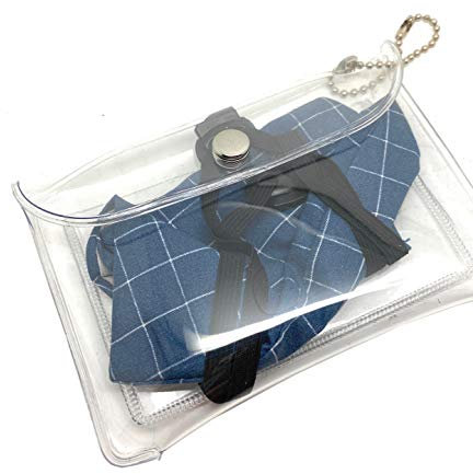 PCL Media ltd Porte-monnaie transparent pour femme, avec bouton-pression, pour masque, billets, pièces de monnaie et maquillage avec chaîne à attacher au sac à main, claire, S, Moderne