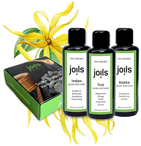 JOILS® Saunaaufguss Set II, naturrein, 3x100ml, 100% naturreines Öl für Ihre Sauna, Bio-Saunaöl im Geschenkset