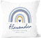 SpecialMe® personalisierbarer Kissen-Bezug zur Geburt Regenbogen Namenskissen Herz Geschenk Geburt Baby Jungen weiß 40cm x 40cm