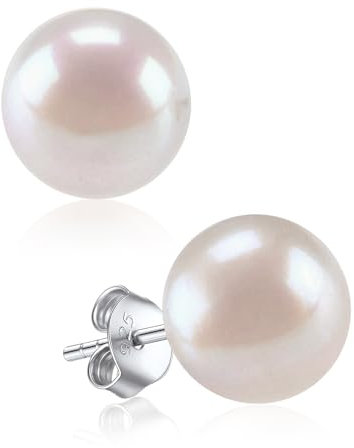 Boucle d'oreille Perles Blanches Grosses 10 mm Clou d'oreilles avec Perle de Culture Cartilage Bijoux Élégant Cadeau Noel pour Femme Fille