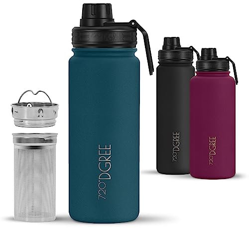 720°DGREE Botella Térmica “noLimit” + Infusor de frutas – 530ml - Acero inoxidable, A prueba fugas, Para bebidas con gas, Tapón rosca -Ideal para niños, escuela, oficina, deporte, exterior