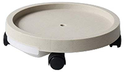 æ— 12 Inch Plant Dolly, Round Plant Caddy with Water Container and Lockable Wheel, Heavy Duty Rolling Plant Stand Pot Saucer Tray for Outdoor Indoor Tree Flower Stand Planter (Beige)