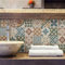 RE-COVERTILES - Adesivi per Piastrelle Bagno e Cucina 10 Pz 20x20 cm - PS00207 Decorazione murale in PVC Impermeabile mattonelle Mosaico Stile cementine Azulejos