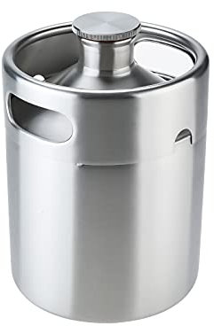 LuckyHigh Mini Keg Growler 2L 1,8 l Bierfass 304 Edelstahl Zugluft Bierflasche Tragbar Homebrew Bierfass für Zuhause Küche Brauen Bier Bier