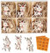 Mocraft 30pcs Weihnachts-Anhänger Holz Weihnachtsanhänger Christbaum Hirschkopf Rentier Hängeornamente Weihnachten Deko Vintage Verzierung Mit Hanfseil, Beweglichen Holzperlen Frohe und Aufkleber