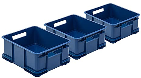 PAFEN 3x Euro Stapelbox Bruno Eco Blau Euro-Box Stapelkasten 20,5L Transport Eurobehälter