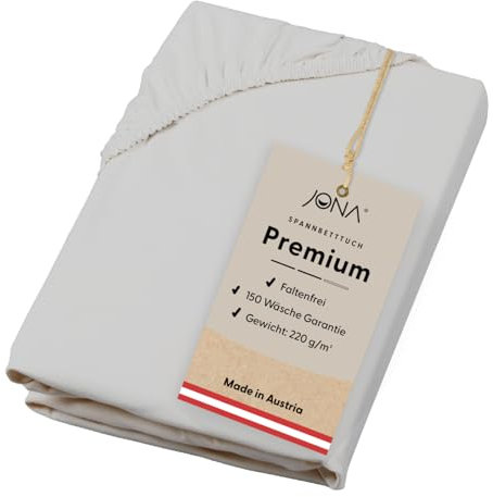 JONA SLEEP® Premium Spannbettlaken (140-160 x 200 cm) Jersey Baumwolle Chrom - 220 g/m² - ÖKO-TEX 100 zertifziert - Made in Austria