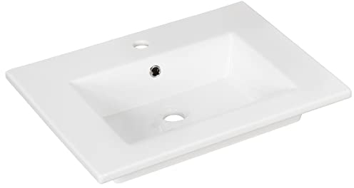 FACKELMANN breites Einbau Keramikwaschbecken weiß ca. 60 cm Handwaschbecken - Badmöbelserie B.Perfekt