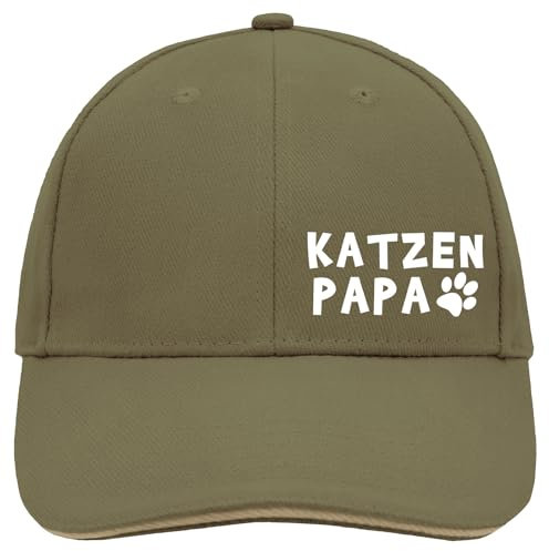 Huuraa Basecap Katzenpapa Tapse Geschenk Olive/Beige Katzenpapa Accessoire