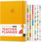 Clever Fox Lehrerplaner, Schuljahresplaner mit Kalendern und Unterrichtsplänen, Lehrerplan-Buch für Klassenzimmer und Heimschule, undatiert, A5-Größe, Hardcover (Bernsteingelb)