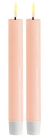 Deluxe Homeart Indoor Flameless LED Taper Dinner Candle 2 Set - with Real Flame™ Technology - Battery Powered Candles (15 cm, Light Pink)