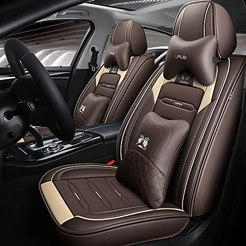 Ruberpig Autositz Abdeckung Fit Kompatibel mit Mercedes Benz Sprinter Protektoren Kissen Vorne und Hinten Full Set Atmungsaktiv und Wasserdicht Kunstleder Automotive Sitzbezüge Luxus - Kaffee