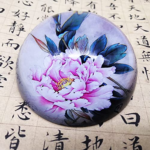 Handgemachte Kristallglas Pfingstrose Blume Hemisphäre Briefbeschwerer Halbkugel Glas Ornamente Home Office SuppliesTischdekoration Geschenke