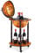 KOMFOTTEU Porta Bottiglie di Vino con Ruote, Mappamondo Bar, Portabottiglie Vino in Legno Eucalipto, Carrello da Bar, Mini Bar con Ruote a Stile Classico (47 x 47 x 90 cm, marrone)