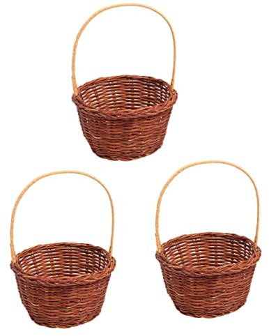 MERRYHAPY 3 Stücke Miniatur Dekoration Weidenkorb Rattan Korb Mini Kinderkorb Mini Handgewebter Korb Ostern Party Favor Korb Box Container Kreativer Desktop Korb Kleiner Korb Holz