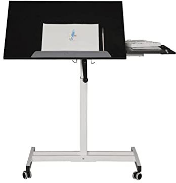 POCHY Betttisch mit Rädern, höhenverstellbar, mobiler Laptop-Tisch, Schlafzimmer, Schlafsofa, Tisch für Büro, Dozent, Stehpult