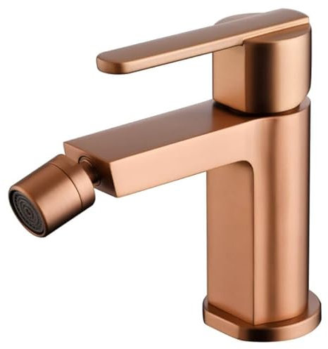 MICE - Rubinetto monocomando in ottone per bidet - Rubinetteria WC - Rubinetteria bagno di bide - Rubinetto Igienico per acqua fredda/calda oro rosa spazzolato BDR001-2ORC