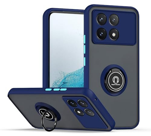 XINYEXIN Funda para Xiaomi Poco X6 Pro 5G, Funda con Soporte de Anillo, TPU + PC Translúcido Anti- Arañazos Carcasa Protectora Antigolpes Case Cover - Azul Real