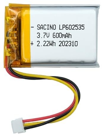 602535 3.7V 600 mAh, PCM, JST PH1.5-3P