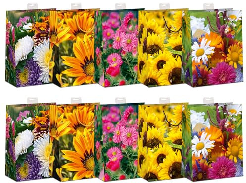 Geschenktaschen 10 Stück edle Geschenktüten Papier Tragetasche DIN A4 Geschenkbeutel mit farbiger Kordel und Namenskarte Skorpion Papeterie Größe: Large 26x32x12cm