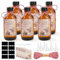 6 Pack 4 oz Amber Boston Glass Bottle, Vanilla Extract Bottles, Small Glass Jars Mini Brown Glass Bottles with Black Lids for Herbal Medicine, Essential Oils, Homemade Vanilla Extract and Christmas