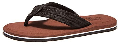 NewDenBer Flip Flops Herren Stoff Zehentrenner Summer Beach Sandalen (44 EU, Braun)