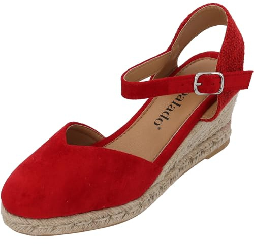 Palado Keilsandaletten Damen Sathos – elegante Wedges - modische Sommerschuhe - Sandalen mit Keilabsatz Rot UK6 - EU39