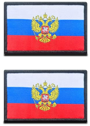 2 St. Russland Adler Patch- Taktisch Russisch Nationales Emblem, Bestickter Aufnäher mit Verschluss, Militär Bänder für Rucksäcke Kleidung Taschen Uniform Weste Jersey