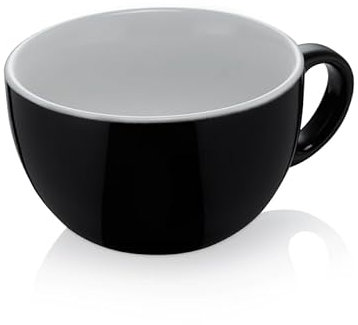 24x Caffé Latte Tasse Italia 350 ml schwarz, Porzellan