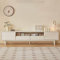 HOLGVE TV Schrank aus Massivem Holz, Fernsehtisch, Fernsehschrank, TV Lowboard, Tv Board Sideboard mit Schubladen und Lagerschränken, für Schlafzimmer Wohnzimmer