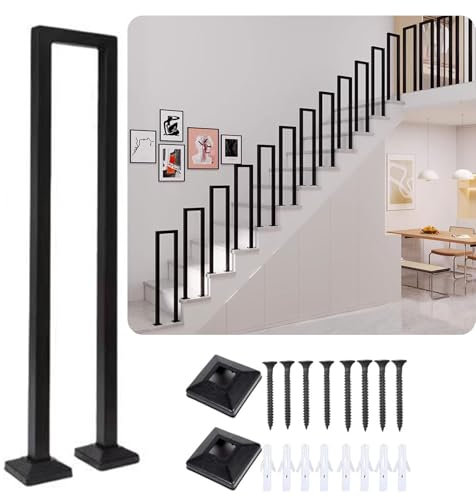 Treppengeländer Innen, Geländer treppe, Handlauf treppe, U Förmiger Geländer, Treppengeländer Außen, Handlauf Schwarz, TreppengeläNder, für Balkone Flure Wohnungen Villen (U-Schwarz, 85CM)