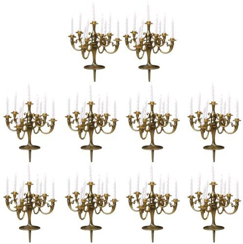 Lpitoy 10 Pcs Mini Candelabra Cake Topper Candlestick Candle Holder Dessert Food Cake Topper for Christmas Wedding Birthday Decor