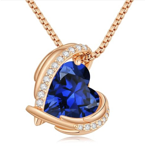 CDE Collier pendentif coeur femme en or rose, orné de cristaux bijoux cadeau pour femme mère anniversaire/Cadeau de Noël/Cadeau Saint Valentin (Or rose-09-Sep)