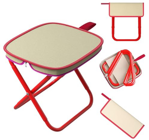 Doukesh Mini Sgabello Pieghevole,Sedia Pieghevole Portatile,Sgabello Pieghevole Portatile,Sedia da pesca Pieghevole Leggero,Sedie Pieghevoli,Sgabello da Campeggio Pieghevole per Picnic,Pesca (Rosso)