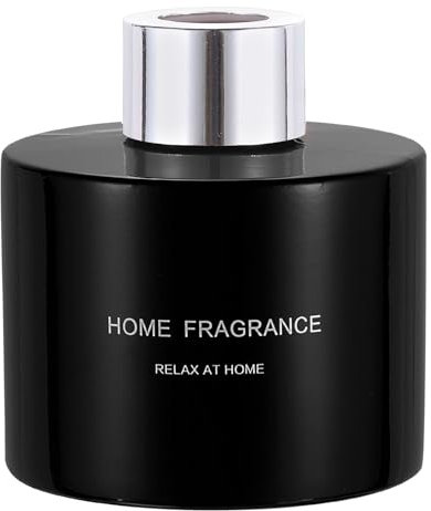 sourcing map Empty Glass Diffuser Bottle 140ml/4.7oz Refillable Fragrance Accessories Aromatherapy Jar Container for Replacement Reed Diffuser DIY Home Bathroom Black with Silver Tone Cap